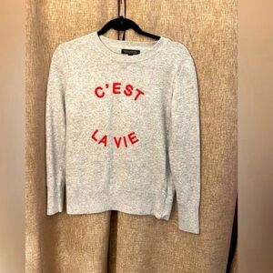 Banana Republic Gray Sweater with Red Print